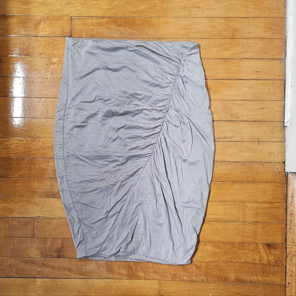 James Perse Gray Ruched Pencil Skirt